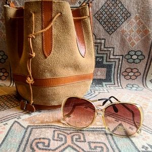 Vintage 1970's 80's Leather Bucket Bag